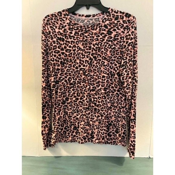 Cuddl Duds Tops - Cuddl Duds Womens Large Leopard Print Softwear Top Stretch Long Sleeve Lounge